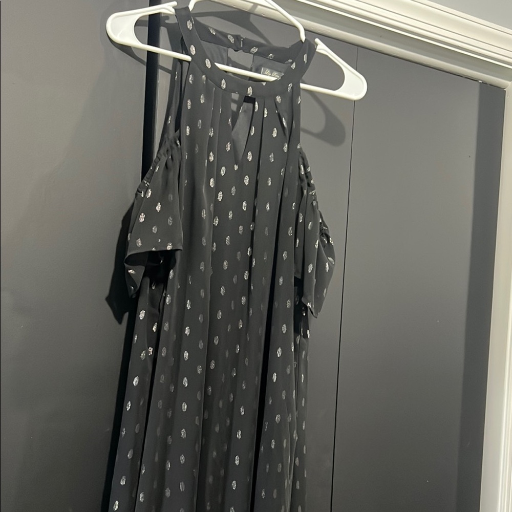 Lily Rose Black Mini Dress with Silver Accents